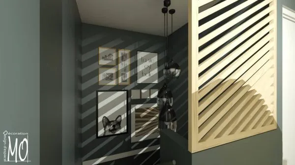 Espace détente, bureau et claustra sur-mesure créé par MO Design